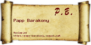 Papp Barakony névjegykártya